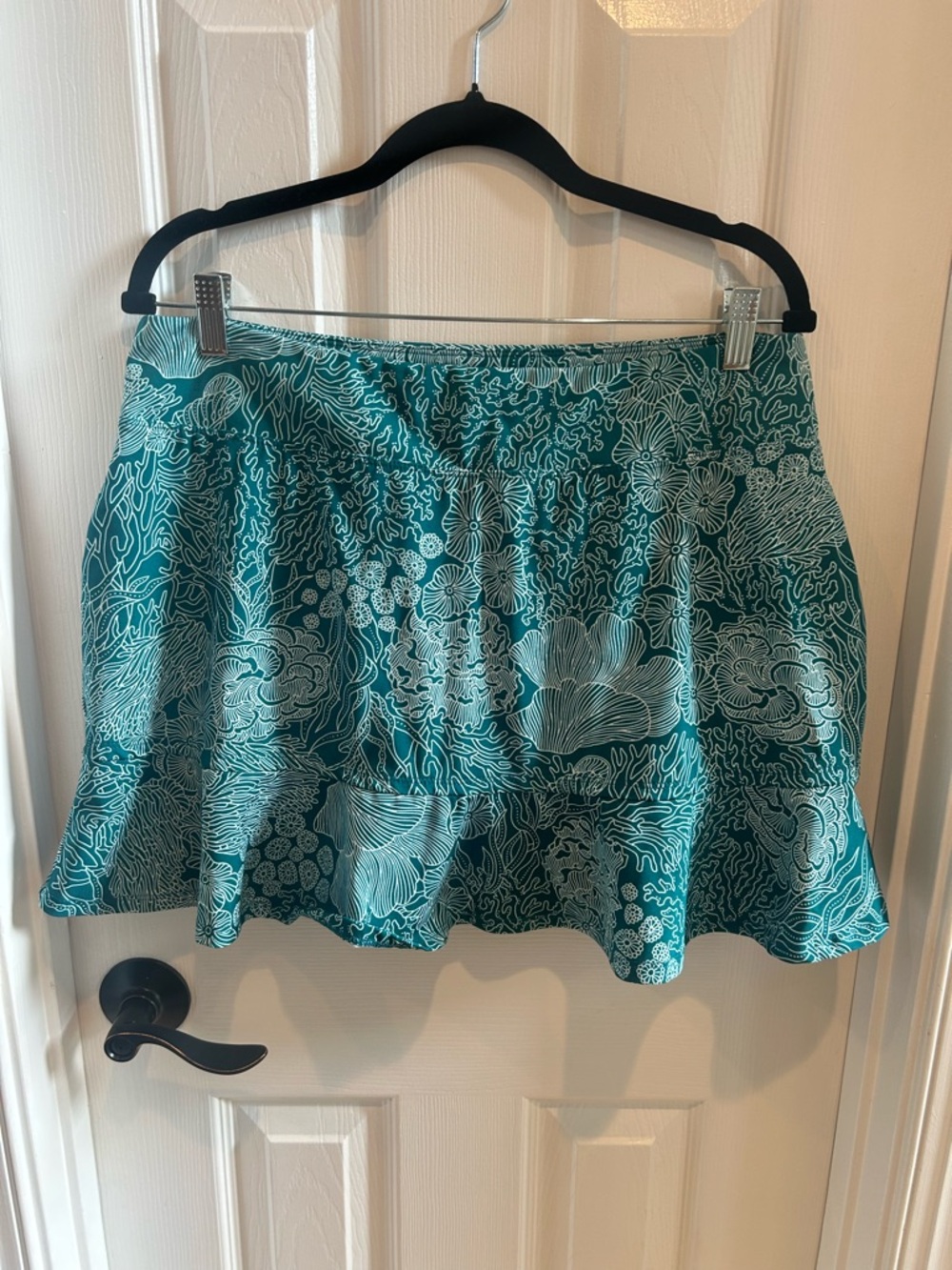 Tommy Bahama Reef Teal Print Ruffle Hem Skort